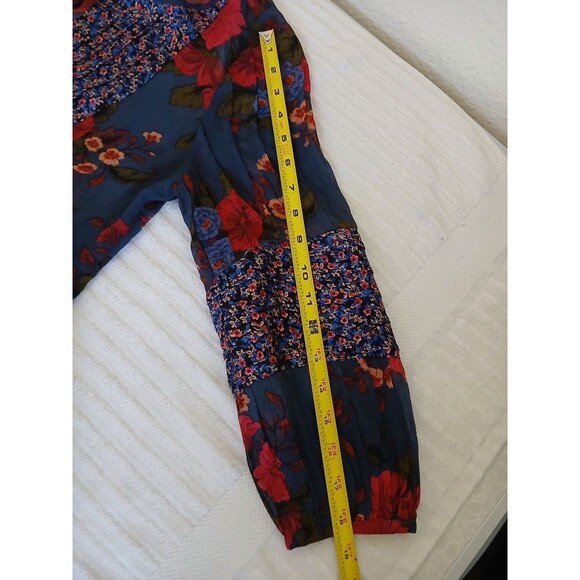Daniel Rainn XS Boho Floral Tunic Blouse Tie Neck Long Sleeve - Picture 12 of 15